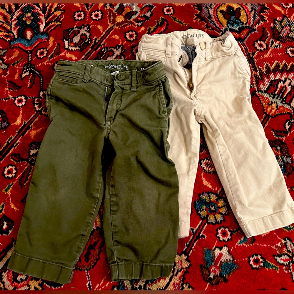 Boys 2T Crewcuts Chinos Khakis and Green Pants EUC